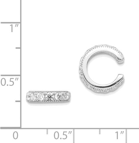 Sterling Silver Rhodium-plated Polished CZ Pair of Cuff Earrings Handcrafted in Kuwait