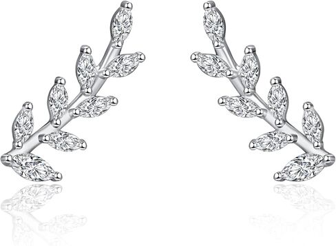 Dreamboat 925 Sterling Silver Olive Leaf Earrings أقراط كرمة الأزرار للنساء أقراط الأذن للنساء الأقراط في أوراق الأوراق ذات الصالحة السفلية آمنة للأذنين الحساسة in Saudi Arabia
