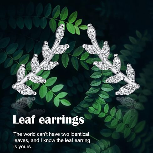 Dreamboat 925 Sterling Silver Olive Leaf Earrings أقراط كرمة الأزرار للنساء أقراط الأذن للنساء الأقراط في أوراق الأوراق ذات الصالحة السفلية آمنة للأذنين الحساسة in Saudi Arabia