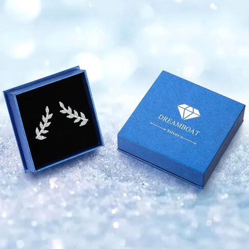 Dreamboat 925 Sterling Silver Olive Leaf Earrings أقراط كرمة الأزرار للنساء أقراط الأذن للنساء الأقراط في أوراق الأوراق ذات الصالحة السفلية آمنة للأذنين الحساسة in Saudi Arabia