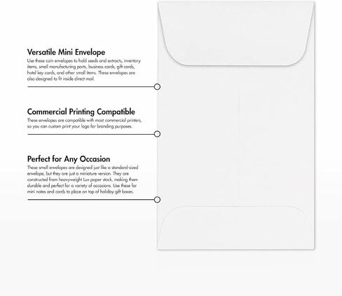 LUXPaper Coin Envelopes, 24lb, Bright White, 2 1/4-Inch x 3 1/2-Inch, 50-Count in Saudi Arabia