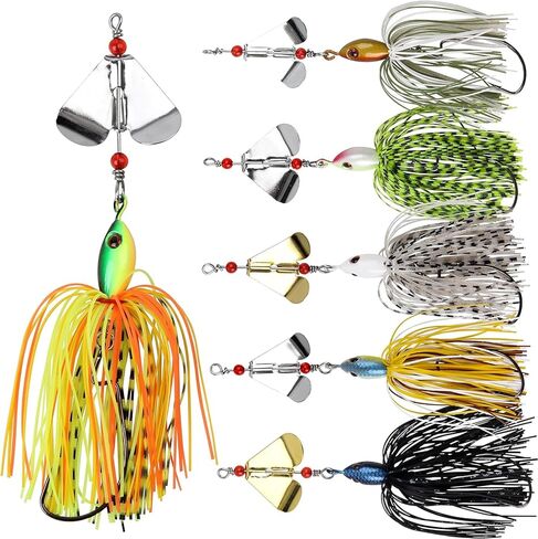 Soft Fishing Lures Kit, Buzzbait Spinnerbait Jigs Lures Multicolor Buzz Bait Swimbait Metal Jigs with 12pcs Soft Plastic Lures in Saudi Arabia