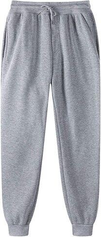 Joggers for Men Elastic Waisted Cuffed Fleece Sweatpants Casual Workout Running Sports Lounge Trousers with Pockets in Kuwait