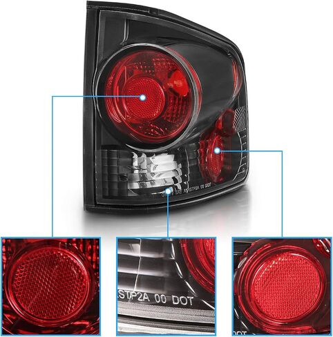 Amerilite لـ 94-04 Chevy S-10 / GMC Sonoma الاستبدال الأسود مصباح الفرامل مصباح الذيل مجموعة مجموعة-جانب الركاب والسائق in Saudi Arabia
