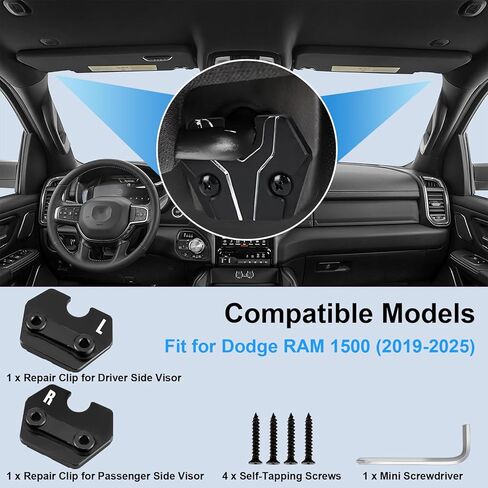 طقم إصلاح Sun Visor Fit for Dodge Ram 1500 Trucks 2019 2020 2021 2022 2023 2024 2025 Accessories Clip Fix Floppy Sungging Sun Visors Pack of 2 in Saudi Arabia