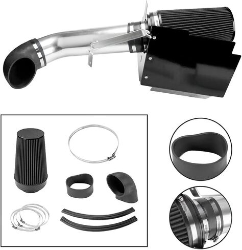 Torchbeam مرشحات الهواء البارد ، مجموعات النظام مناسبة لـ GMC/Chevy 1999-2006 V8 4.8L/5.3L/6.0L ، استبدال نظام مرشح الألومنيوم الأسود in Saudi Arabia
