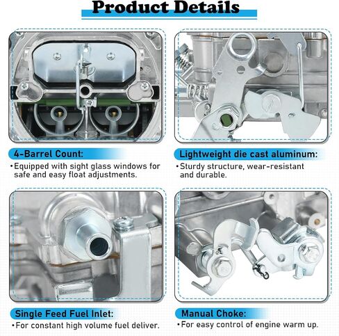 1405 600 CFM 4 Barrel Carburetor w/Manual Choke Carburetor Compatible with Corvette Silverado GMC Square Bore Carburetor (Non-EGR) in Kuwait