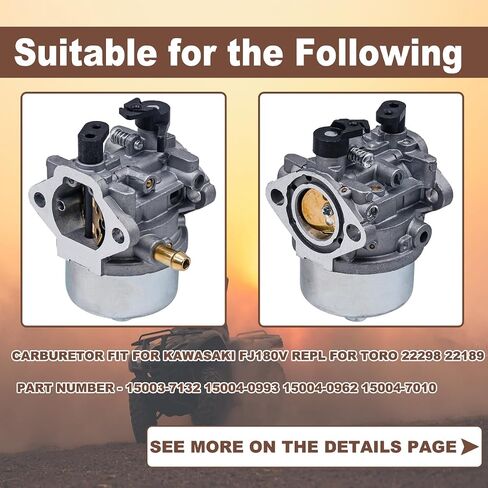 15004-0962 Carburetor for Kawasaki FJ180V 4-Stroke Engine لـ Toro 22298 22189 استبدال 15004-7010 15003-7132 15004-0993 مجموعة الكربوهيدرات مع مرشح زيت الهواء in Saudi Arabia