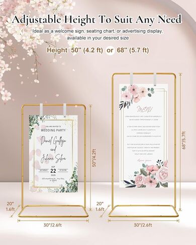 Elegant White Wedding Easel Stand, Adjustable 30x20x68 in Welcome To Our Wedding Sign Display Stand with 39 Premium Templates&Leather Straps, Sturdy Display for Wedding, Birthday, Anniversary in Saudi Arabia