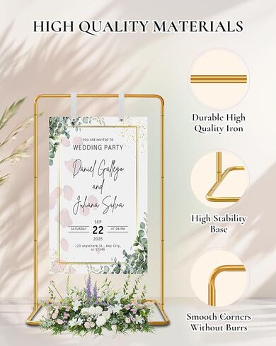 Elegant White Wedding Easel Stand, Adjustable 30x20x68 in Welcome To Our Wedding Sign Display Stand with 39 Premium Templates&Leather Straps, Sturdy Display for Wedding, Birthday, Anniversary in Saudi Arabia