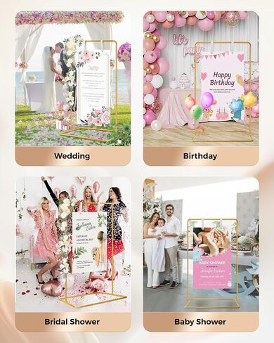 Elegant White Wedding Easel Stand, Adjustable 30x20x68 in Welcome To Our Wedding Sign Display Stand with 39 Premium Templates&Leather Straps, Sturdy Display for Wedding, Birthday, Anniversary in Saudi Arabia