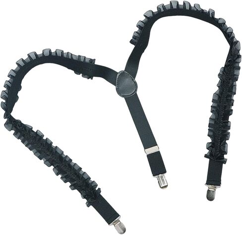 Suspenders Shirt Suit Accessories Elastic Chain Metal Clip Ruffled Belt Black Ruffle For Women And Men (Black) in Saudi Arabia