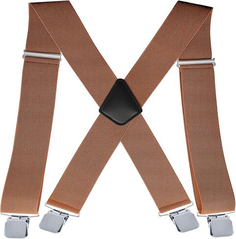 Suspenders for Men Heavy Duty,2 inch Elastic Adjustable X-Back Mens Suspender with Clips for Seniors in Kuwait
