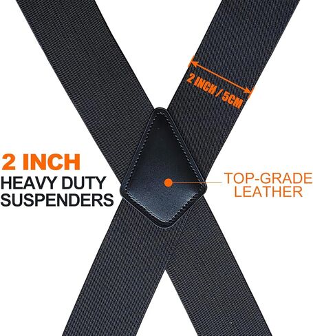 Suspenders for Men Heavy Duty,2 inch Elastic Adjustable X-Back Mens Suspender with Clips for Seniors in Kuwait
