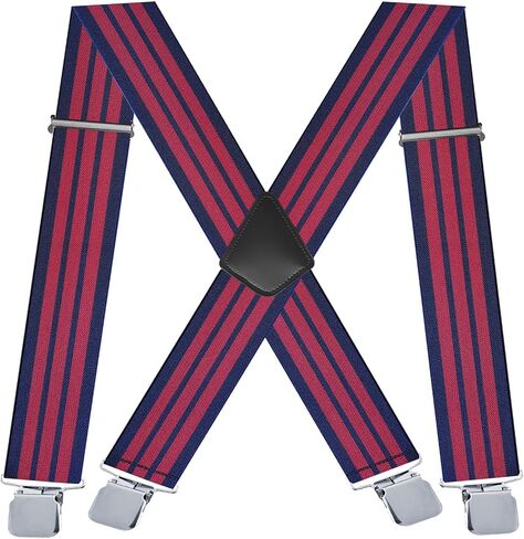 Suspenders for Men Heavy Duty,2 inch Elastic Adjustable X-Back Mens Suspender with Clips for Seniors in Kuwait