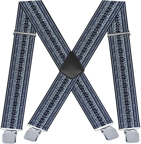 Suspenders for Men Heavy Duty,2 inch Elastic Adjustable X-Back Mens Suspender with Clips for Seniors in Kuwait
