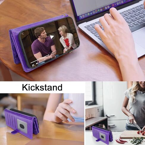 Harryshell Compatible with Samsung Galaxy S25+ Plus Wallet Case Detachable Phone Cover with Zipper Cash Coin Pocket Multi Card Slots Holder Wrist Strap Lanyard 6.7 inch (Floral Brown) in Kuwait