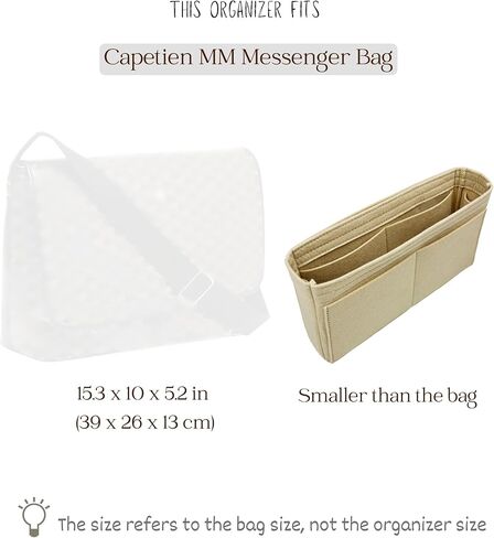 Organizer for Capetien MM Messenger Bag, Felt Bag Insert (Tan) in Saudi Arabia