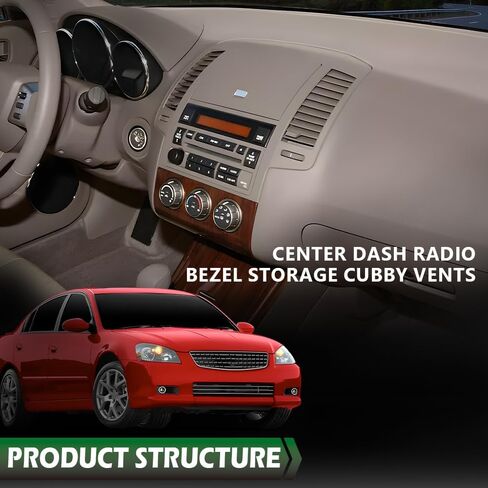 Grand Orange Center Dash Radio Radio Cover W/Storage Vents Glove Box ، متوافق مع Nissan Altima 2005-2006 ، Black in Saudi Arabia