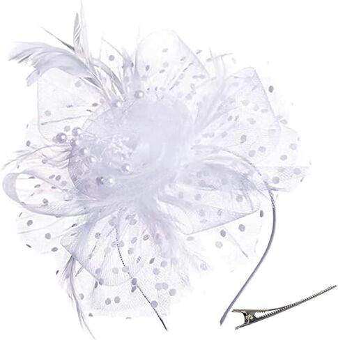 Women's 20s 50s Feather Mesh Pillbox Fascinator Hats for Women Wedding Tea Party Kentucky Derby Church with Headband and Clip in Saudi Arabia