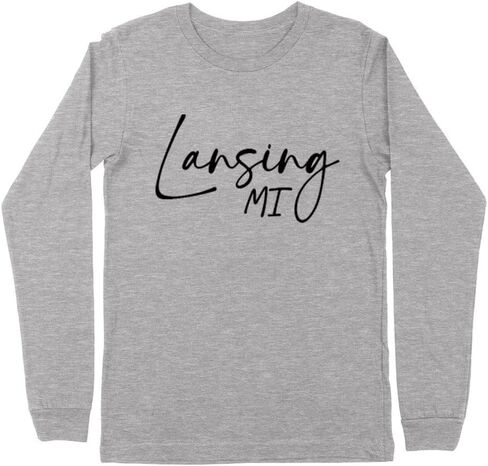 نص Lansing Michigan Kids Long Sleeve T-Shirt Youth in Saudi Arabia