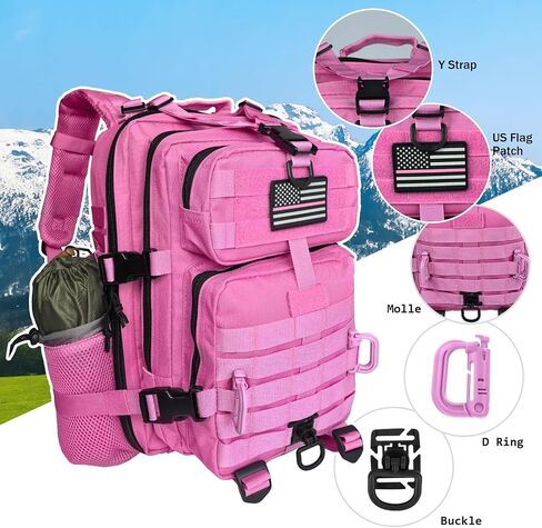 MOLLE Assault Backpack, Tactical Backpack Military Army Camping Rucksack, 3-Day Pack Trip w/USA Flag Patch, D-Rings, Coyote in Saudi Arabia