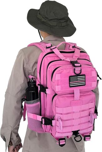 MOLLE Assault Backpack, Tactical Backpack Military Army Camping Rucksack, 3-Day Pack Trip w/USA Flag Patch, D-Rings, Coyote in Saudi Arabia
