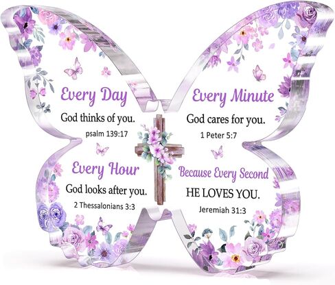 هدايا مسيحية للنساء، هدية دينية للنساء - 5x3.8x0.5 بوصة فراشة أكريليك ديكور هدايا عيد الميلاد للنساء - هدية عيد ميلاد عيد الميلاد للنساء المسيحيات in Kuwait