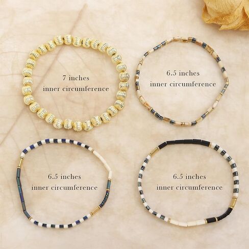 Tila Flat Gold Beaded Bracelets Stretch Set for Women,Handmade Miyuki Glass Square Beads Stack Bracelet Festive Friendship Accessories Jewelry Gift. in Saudi Arabia