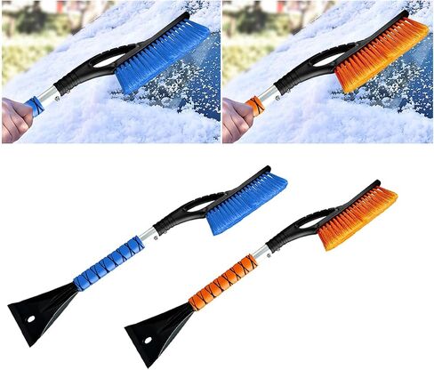 27" Car Snow Brush and Ice Scraper - Aluminum Snow Removal Tool with Ergonomic Foam Grip - Detachable Ice Scraper for Car Windshield and Window - Ice Shovel Tool Car Winter Accessories (Red) in Saudi Arabia