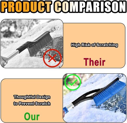 27" Car Snow Brush and Ice Scraper - Aluminum Snow Removal Tool with Ergonomic Foam Grip - Detachable Ice Scraper for Car Windshield and Window - Ice Shovel Tool Car Winter Accessories (Red) in Saudi Arabia