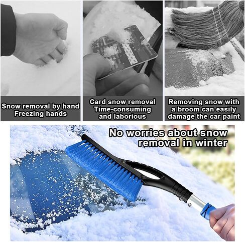 27" Car Snow Brush and Ice Scraper - Aluminum Snow Removal Tool with Ergonomic Foam Grip - Detachable Ice Scraper for Car Windshield and Window - Ice Shovel Tool Car Winter Accessories (Red) in Saudi Arabia