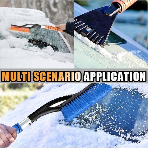 27" Car Snow Brush and Ice Scraper - Aluminum Snow Removal Tool with Ergonomic Foam Grip - Detachable Ice Scraper for Car Windshield and Window - Ice Shovel Tool Car Winter Accessories (Red) in Saudi Arabia