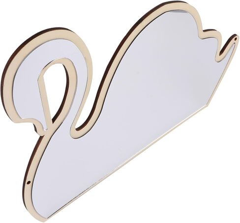 PRETYZOOM Decorative Swan Shape Wooden Mirror for Boys and Girls Room Safe Wall-mountable Stick Design Reflection Nursery Decoration Khaki in Saudi Arabia