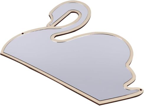 PRETYZOOM Decorative Swan Shape Wooden Mirror for Boys and Girls Room Safe Wall-mountable Stick Design Reflection Nursery Decoration Khaki in Saudi Arabia