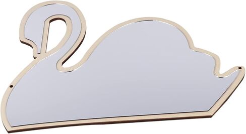 PRETYZOOM Decorative Swan Shape Wooden Mirror for Boys and Girls Room Safe Wall-mountable Stick Design Reflection Nursery Decoration Khaki in Saudi Arabia