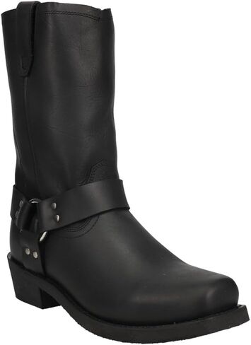 Dingo Mens Dean Harness Square Toe سحب على دراجة نارية أحذية غير رسمية في العجل الأسود - أسود in Saudi Arabia