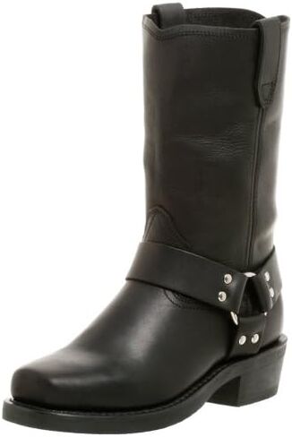 Dingo Mens Dean Harness Square Toe سحب على دراجة نارية أحذية غير رسمية في العجل الأسود - أسود in Saudi Arabia