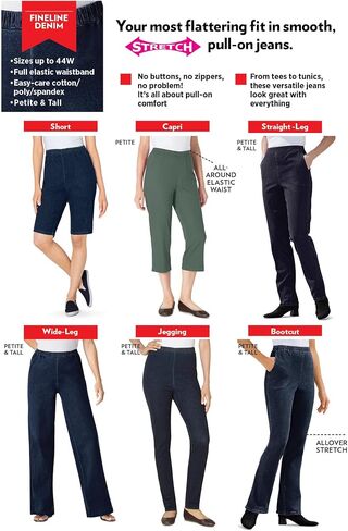 Woman Within Plus Size Capri Elastic Waist Stretch Fineline Denim Jean (Petite Available) in Saudi Arabia