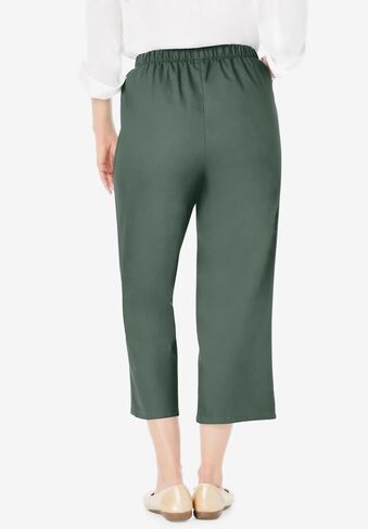 Woman Within Plus Size Capri Elastic Waist Stretch Fineline Denim Jean (Petite Available) in Saudi Arabia