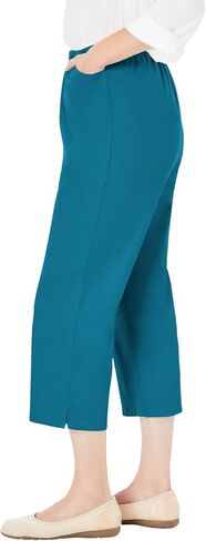 Woman Within Plus Size Capri Elastic Waist Stretch Fineline Denim Jean (Petite Available) in Saudi Arabia