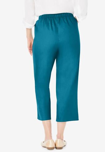 Woman Within Plus Size Capri Elastic Waist Stretch Fineline Denim Jean (Petite Available) in Saudi Arabia