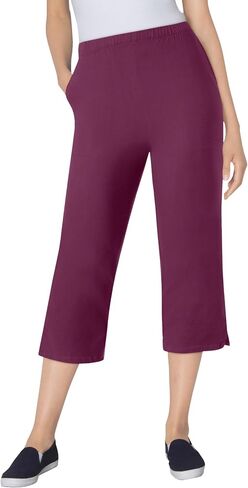 Woman Within Plus Size Capri Elastic Waist Stretch Fineline Denim Jean (Petite Available) in Saudi Arabia