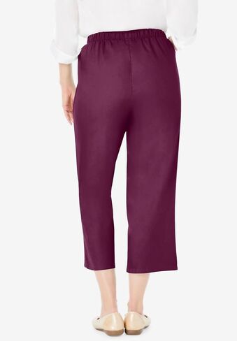 Woman Within Plus Size Capri Elastic Waist Stretch Fineline Denim Jean (Petite Available) in Saudi Arabia