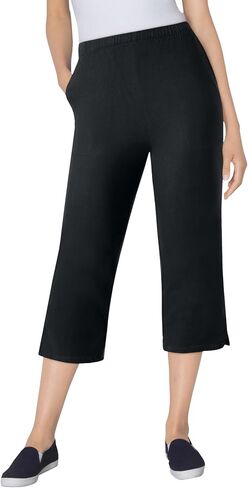 Woman Within Plus Size Capri Elastic Waist Stretch Fineline Denim Jean (Petite Available) in Saudi Arabia