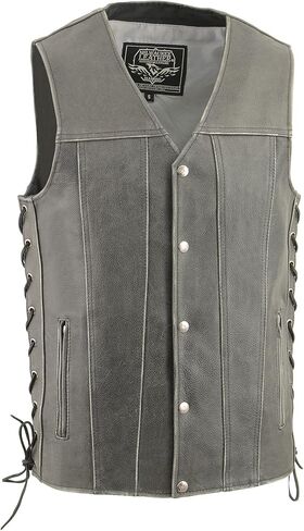 Milwaukee Leather Men Men Bottry MLM3521 Side Lace Sette Grey Gray Sest in Kuwait