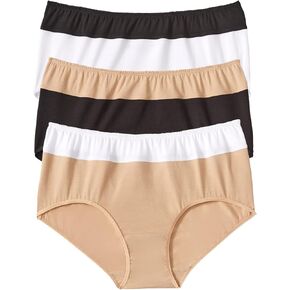 Comfort Choice Plus Size Full Coverage Stretch Cotton Color Block Brief 3-Pack in Kuwait