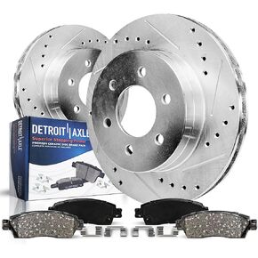 Detroit Axle - Front Brake Kit for 1996-2002 Toyota 4Runner [16 inch Wheels] Drilled & Slotted Disc Brake Rotors Ceramic Brakes Pads 1997 1998 1999 2000 2001 Replacement: 12.54" inch Rotor in Saudi Arabia