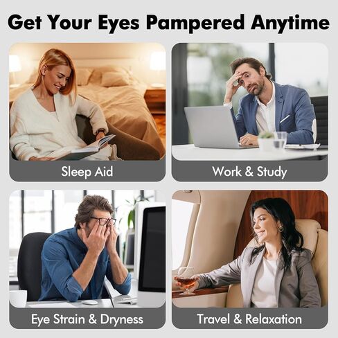 قناع العين المسخن اللاسلكي للعيون الجافة، ضغط العين الدافئ لتخفيف إجهاد العين، وسادة تدفئة العين قابلة للغسل، قناع العين الكهربائي الدافئ لهدايا النوم للرجال والنساء (أزرق رمادي) in Kuwait