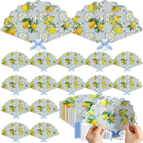 60 Pcs Capri Plastic Hand Fans with Bow Bulk Wedding Favor Fans for Guests Gifts Plastic Capri Lemon Handheld Decorations for Mediterranean Bridal Shower Bridesmaid Party in Saudi Arabia
